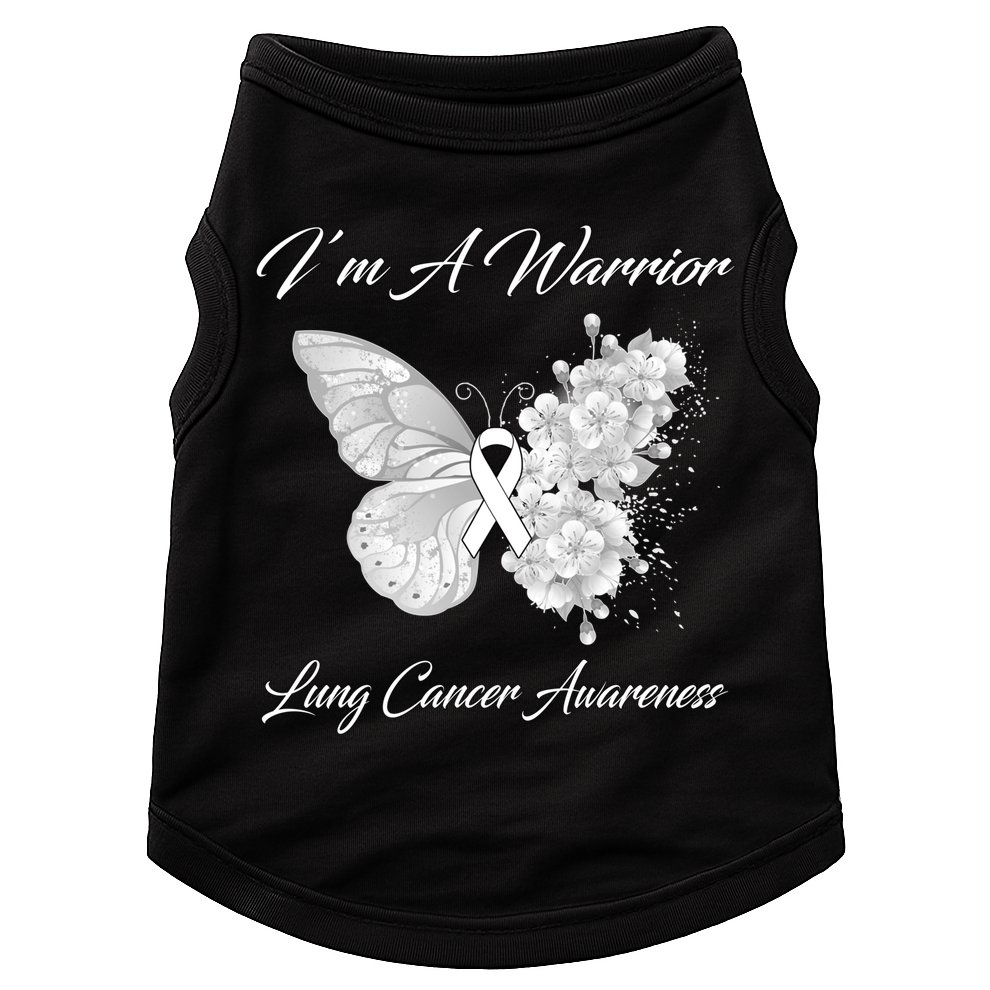 Butterfly I’m A Warrior Lung Cancer Awareness Gift Doggie Tank
