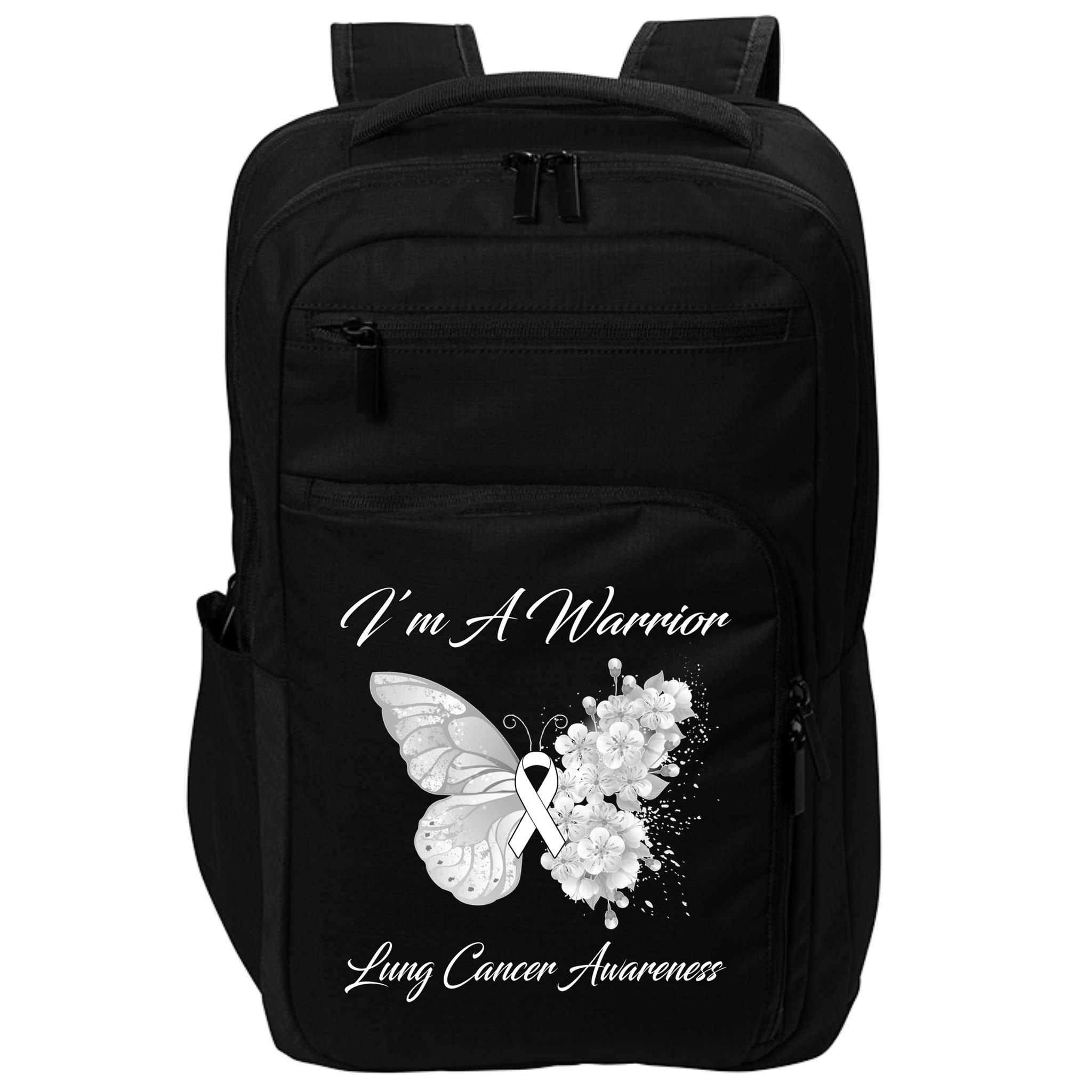 Butterfly I’m A Warrior Lung Cancer Awareness Gift Impact Tech Backpack