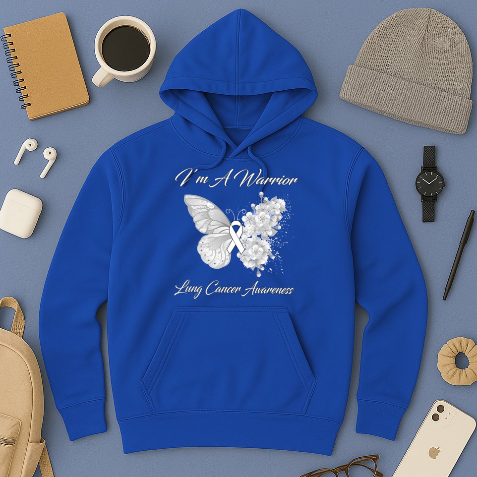 Butterfly I’m A Warrior Lung Cancer Awareness Gift Hoodie