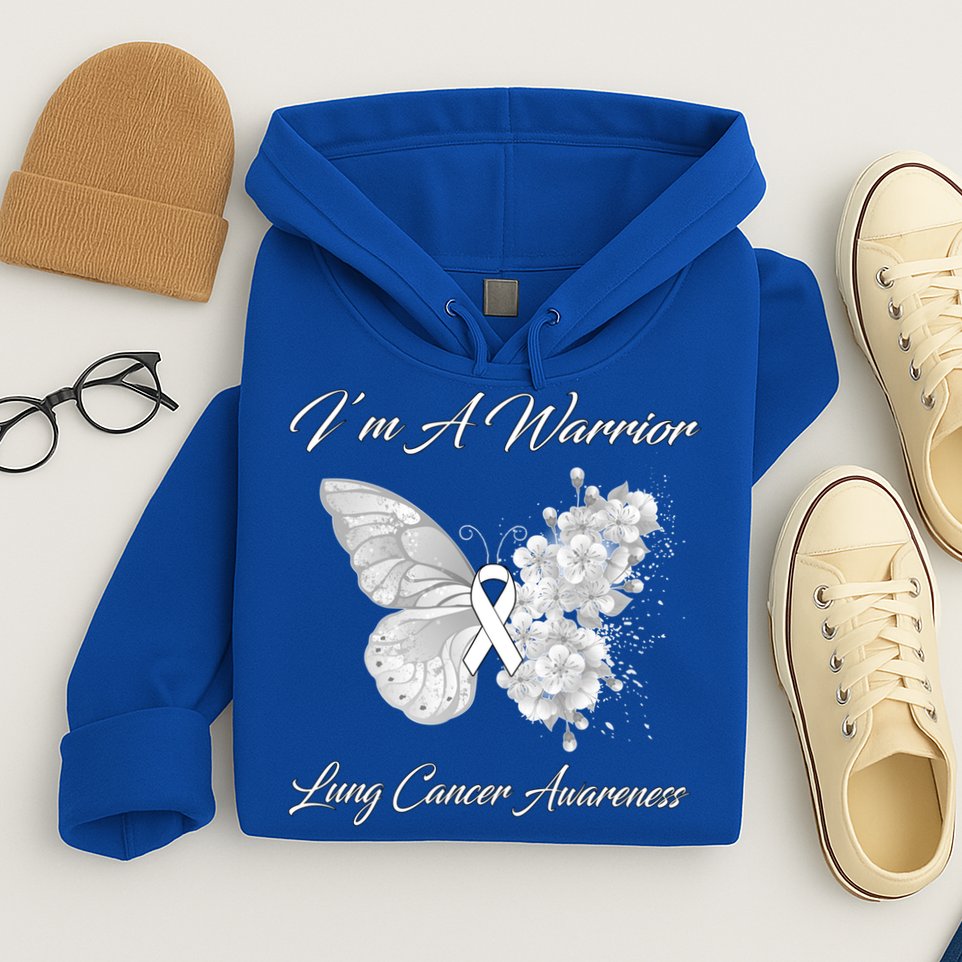 Butterfly I’m A Warrior Lung Cancer Awareness Gift Hoodie