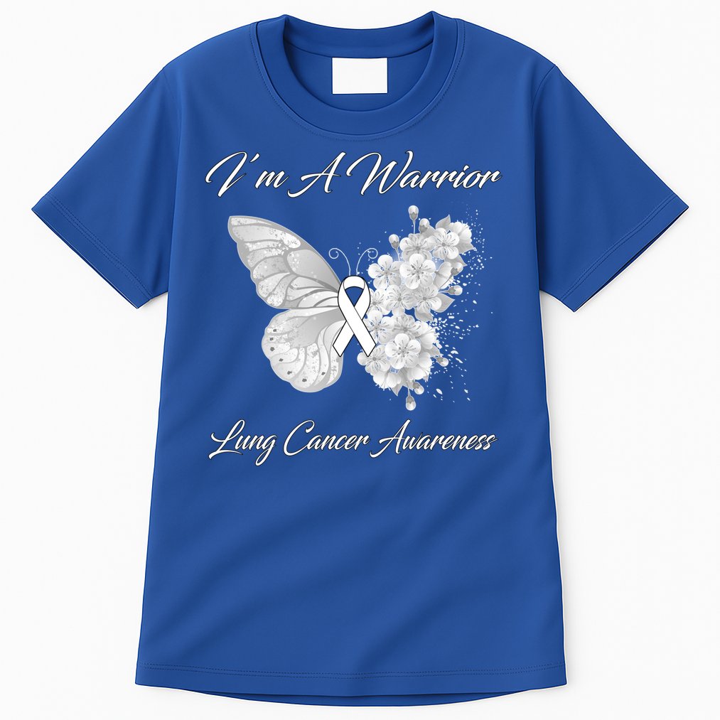 Butterfly I’m A Warrior Lung Cancer Awareness Gift Tall T-Shirt