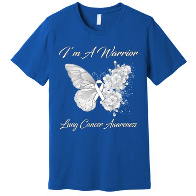 Butterfly I’m A Warrior Lung Cancer Awareness Gift Premium T-Shirt