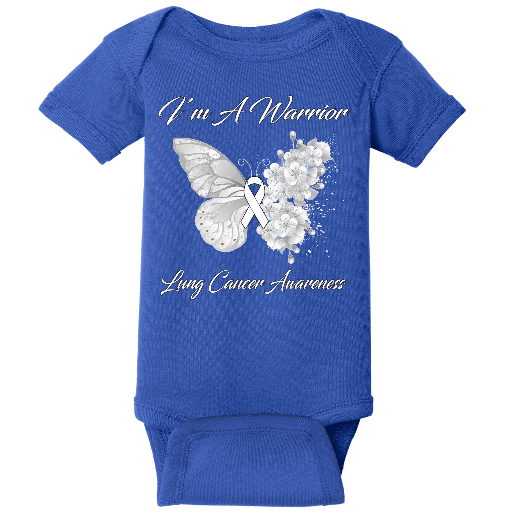 Butterfly I’m A Warrior Lung Cancer Awareness Gift Baby Bodysuit