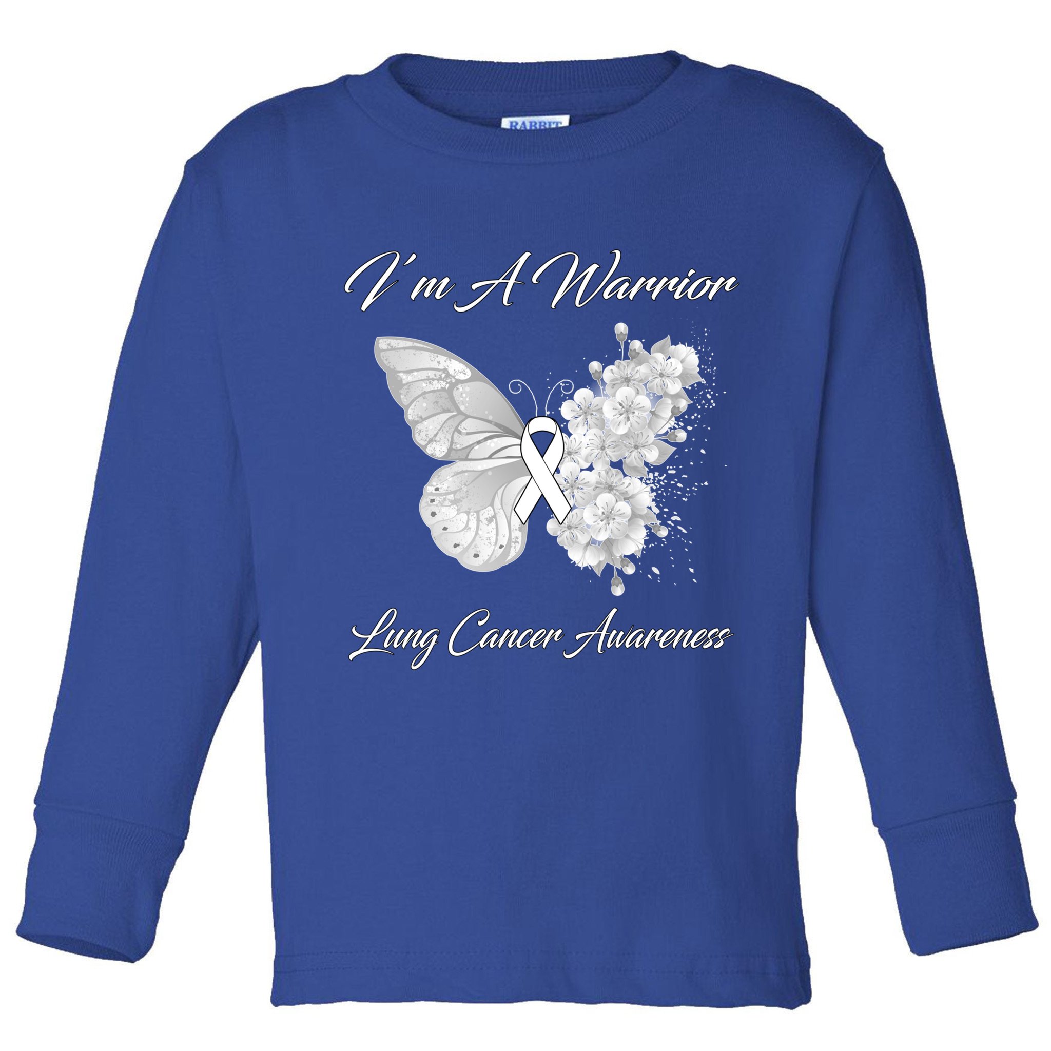 Butterfly I’m A Warrior Lung Cancer Awareness Gift Toddler Long Sleeve Shirt