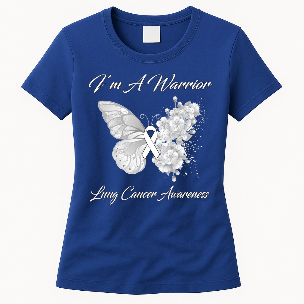 Butterfly I’m A Warrior Lung Cancer Awareness Gift Womens T-Shirt