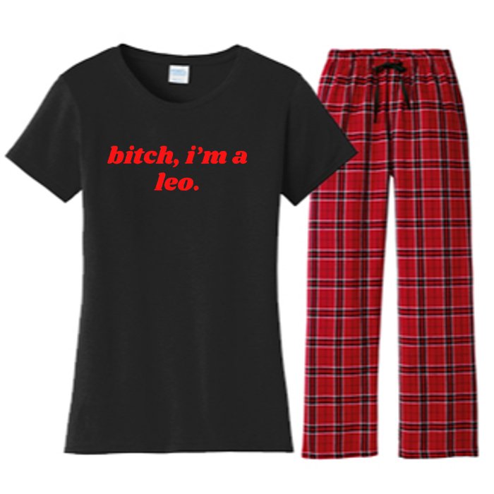 Bitch IM A Leo Funny Horoscope Slogan Attitude Statement Women's Flannel Pajama Set