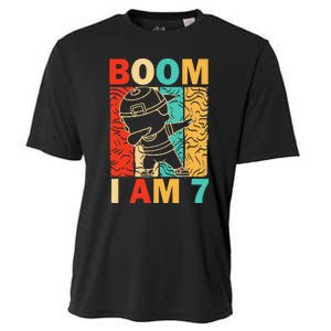 Boom I Am 7 Years Old Dabbing 7th Birthday Gifts Cooling Performance Crew T-Shirt