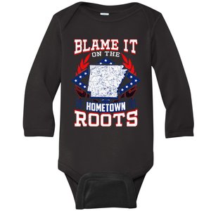 Born In Arkansas State Flag Product Natural State Arkansan Baby Long Sleeve Bodysuit