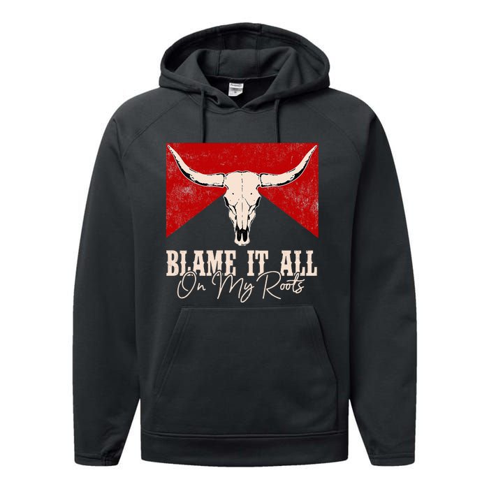 Blame It All On My Roots Retro Deserts West Awesome Apparel Performance Fleece Hoodie