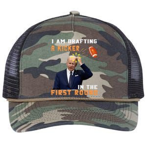 Biden I Am Drafting A Kicker In The First Round Retro Rope Trucker Hat Cap