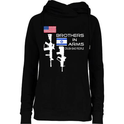 Brothers In Arms Crush Bad People Usa Flag Love Israeli Womens Funnel Neck Pullover Hood