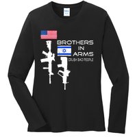 Brothers In Arms Crush Bad People Usa Flag Love Israeli Ladies Long Sleeve Shirt