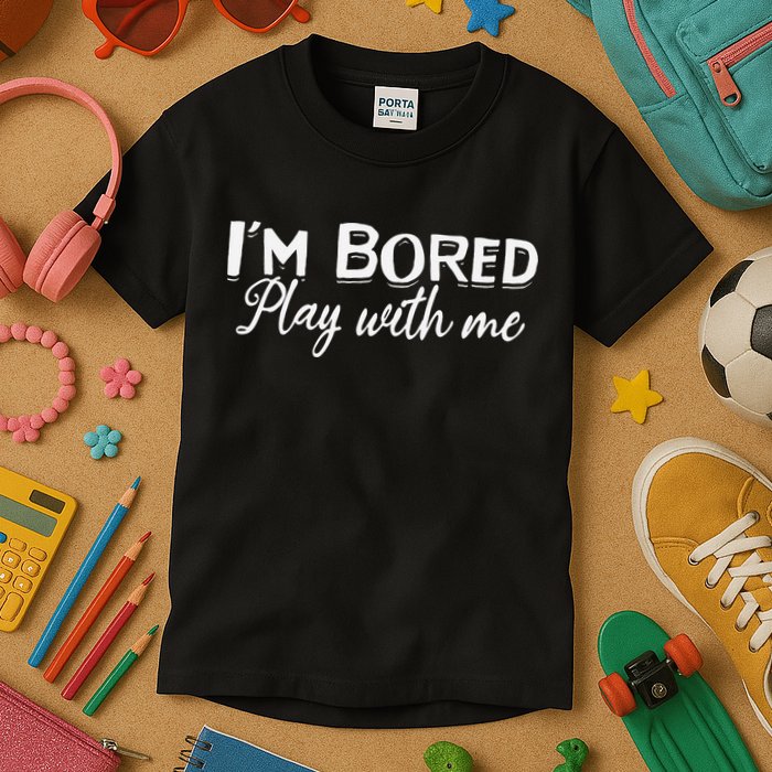 Bored I Am Bored Play With Me I'm Bored Play With Me Kids T-Shirt