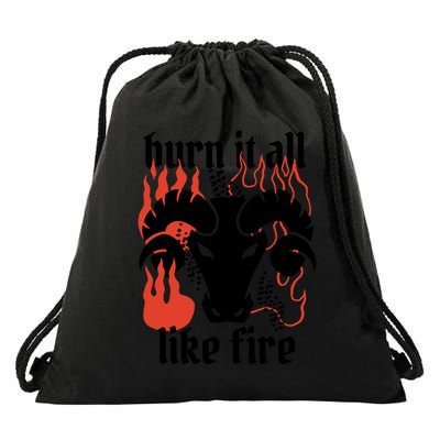 Burn It All Like Fire Aries Zodiac Drawstring Bag