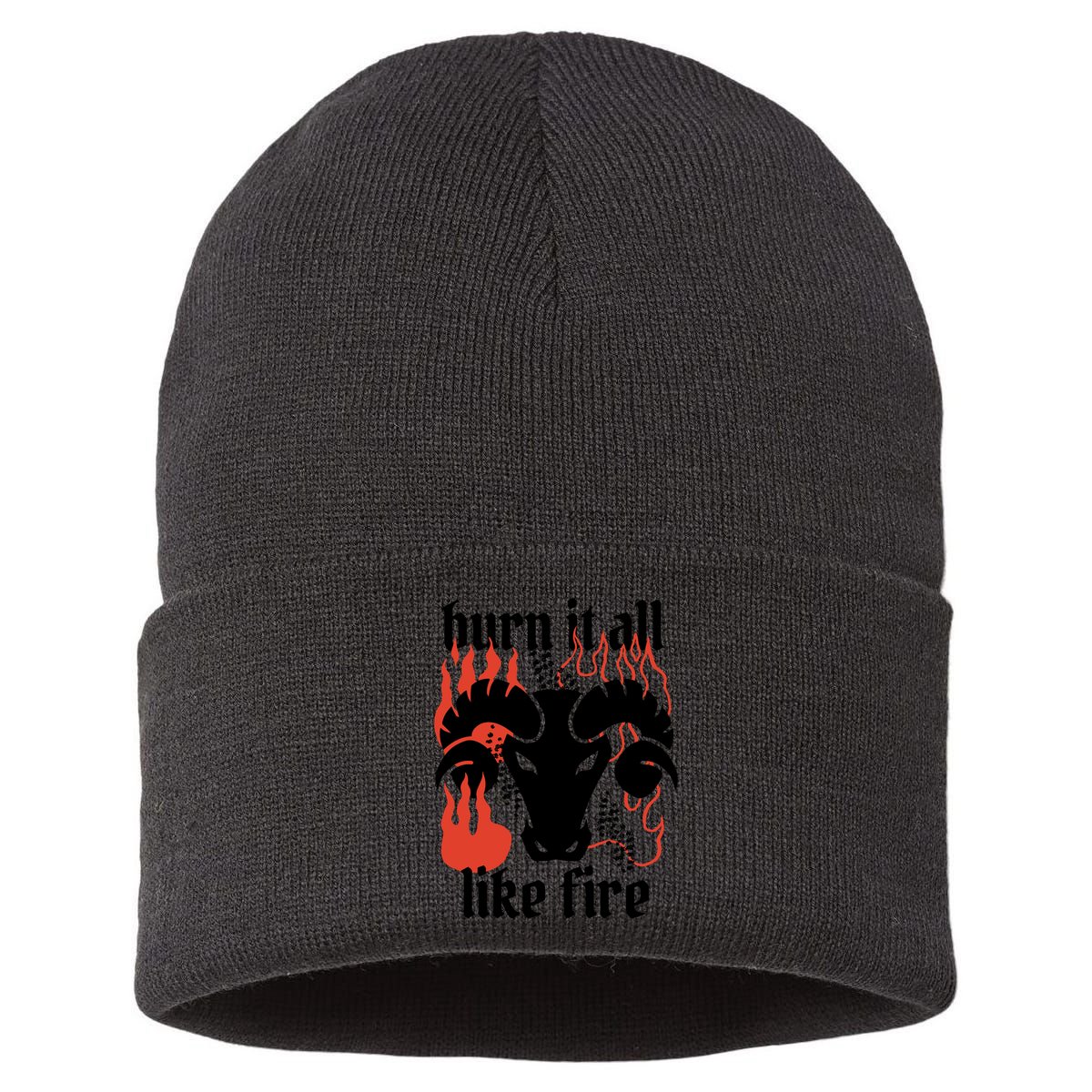 Burn It All Like Fire Aries Zodiac Sustainable Knit Beanie
