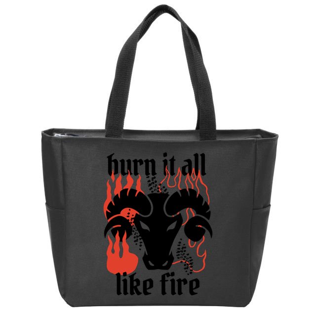 Burn It All Like Fire Aries Zodiac Zip Tote Bag