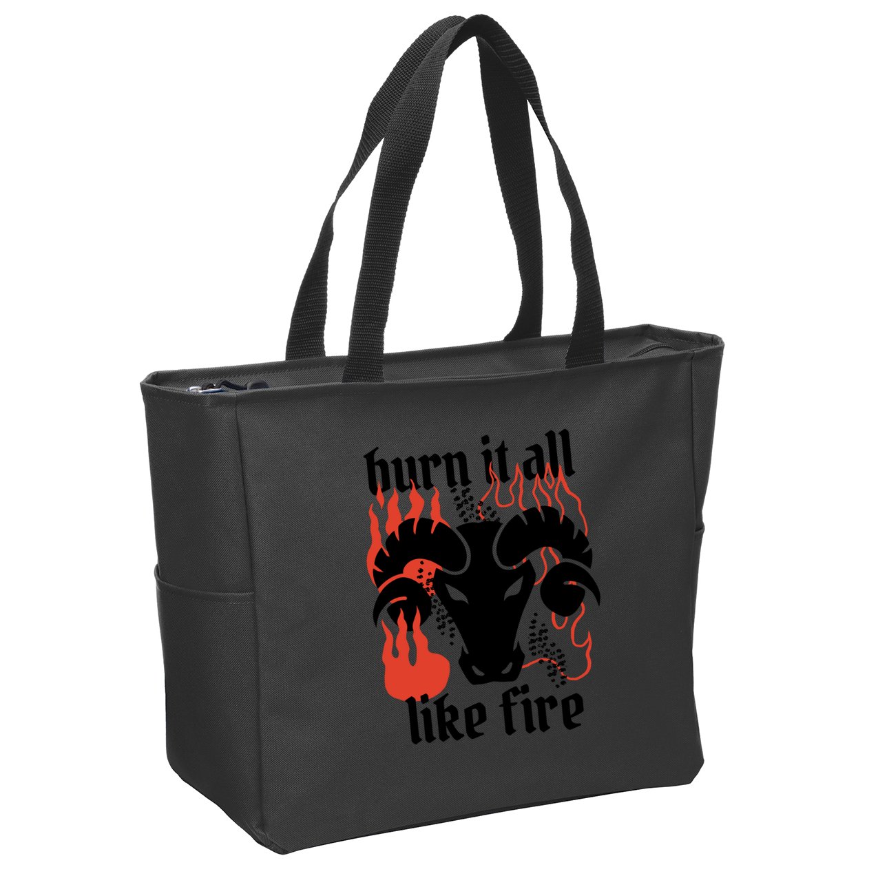 Burn It All Like Fire Aries Zodiac Zip Tote Bag