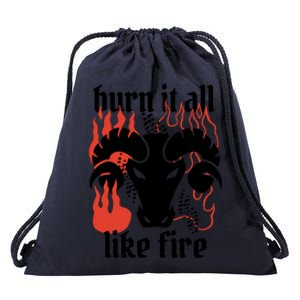 Burn It All Like Fire Aries Zodiac Drawstring Bag