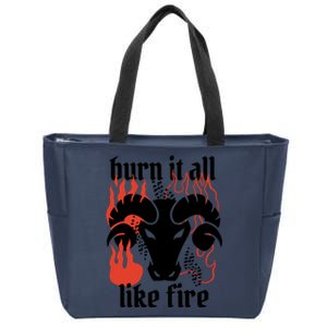 Burn It All Like Fire Aries Zodiac Zip Tote Bag