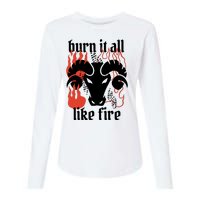 Burn It All Like Fire Aries Zodiac Womens Cotton Relaxed Long Sleeve T-Shirt