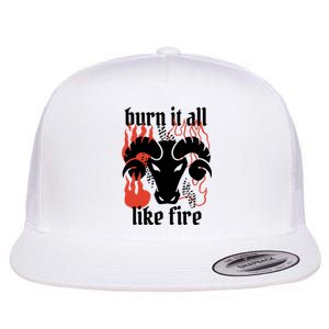 Burn It All Like Fire Aries Zodiac Flat Bill Trucker Hat