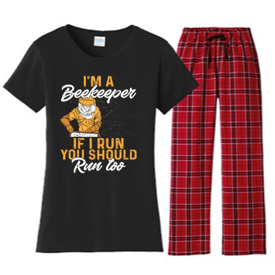 Beekeeper I Am A Beekeeper If I Run You Should Run Too Women's Flannel Pajama Set