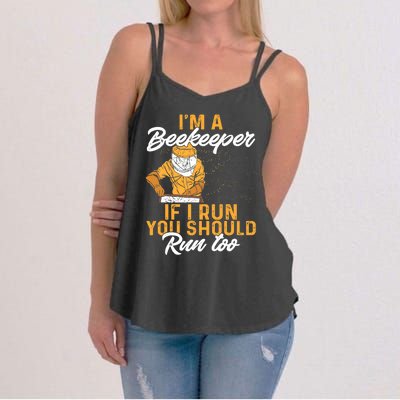 Beekeeper I Am A Beekeeper If I Run You Should Run Too Women's Strappy Tank