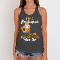 Beekeeper I Am A Beekeeper If I Run You Should Run Too Women's Knotted Racerback Tank