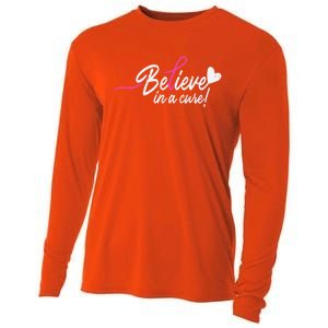 Believe In A Cure Pink Breast Cancer Awareness Gift Cooling Performance Long Sleeve Crew