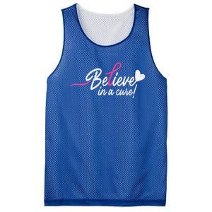 Believe In A Cure Pink Breast Cancer Awareness Gift Mesh Reversible Basketball Jersey Tank