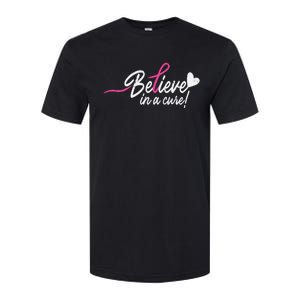 Believe In A Cure Pink Breast Cancer Awareness Gift Softstyle CVC T-Shirt