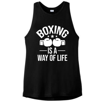 Boxing Is A Way Of Life Gift Kickboxing Kickboxer Gym Boxer Gift Ladies PosiCharge Tri-Blend Wicking Tank