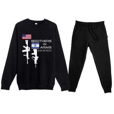 Brothers In Arms Crush Bad People USA Flag Love Israeli  Premium Crewneck Sweatsuit Set