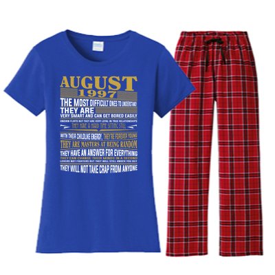 Born In August 1997 Facts Gift Women's Flannel Pajama Set