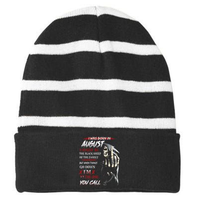 birthday in augustI Might Be The Black Sheep Of The Family Striped Beanie with Solid Band