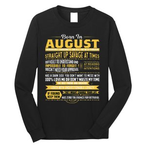 Born In August Leo Zodiac Virgo Birthday Long Sleeve Shirt