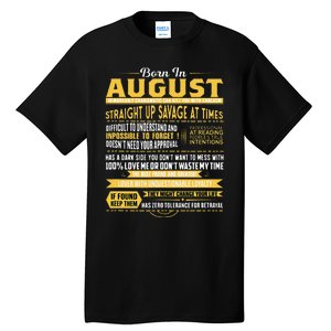 Born In August Leo Zodiac Virgo Birthday Tall T-Shirt