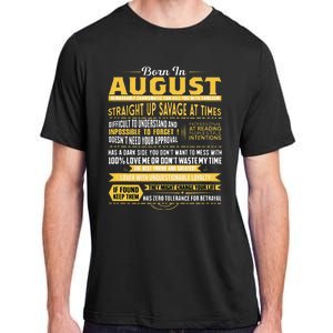 Born In August Leo Zodiac Virgo Birthday Adult ChromaSoft Performance T-Shirt