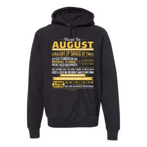 Born In August Leo Zodiac Virgo Birthday Premium Hoodie