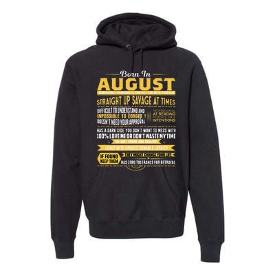 Born In August Leo Zodiac Virgo Birthday Premium Hoodie