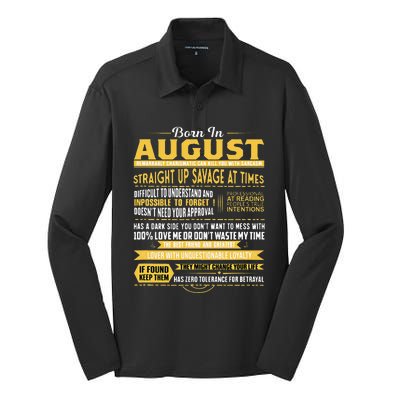 Born In August Leo Zodiac Virgo Birthday Silk Touch Performance Long Sleeve Polo