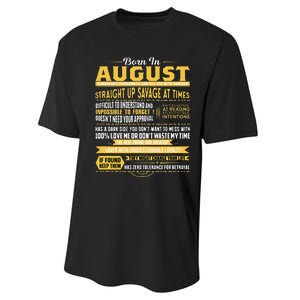 Born In August Leo Zodiac Virgo Birthday Performance Sprint T-Shirt