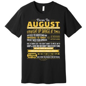 Born In August Leo Zodiac Virgo Birthday Premium T-Shirt