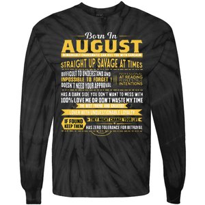 Born In August Leo Zodiac Virgo Birthday Tie-Dye Long Sleeve Shirt