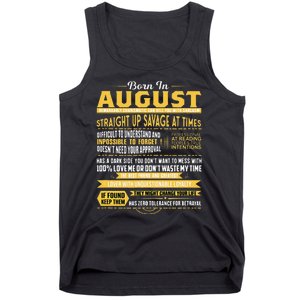 Born In August Leo Zodiac Virgo Birthday Tank Top