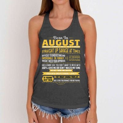 Born In August Leo Zodiac Virgo Birthday Women's Knotted Racerback Tank