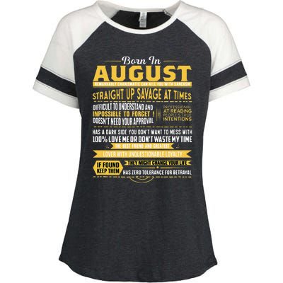 Born In August Leo Zodiac Virgo Birthday Enza Ladies Jersey Colorblock Tee