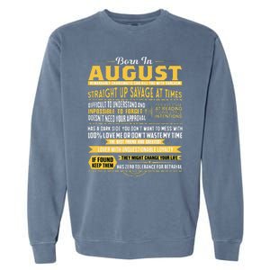 Born In August Leo Zodiac Virgo Birthday Garment-Dyed Sweatshirt