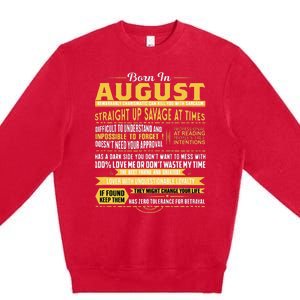 Born In August Leo Zodiac Virgo Birthday Premium Crewneck Sweatshirt