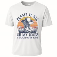 Blame It All On My Roots Cowboy Hat Western Country Music Cooling Performance Crew T-Shirt